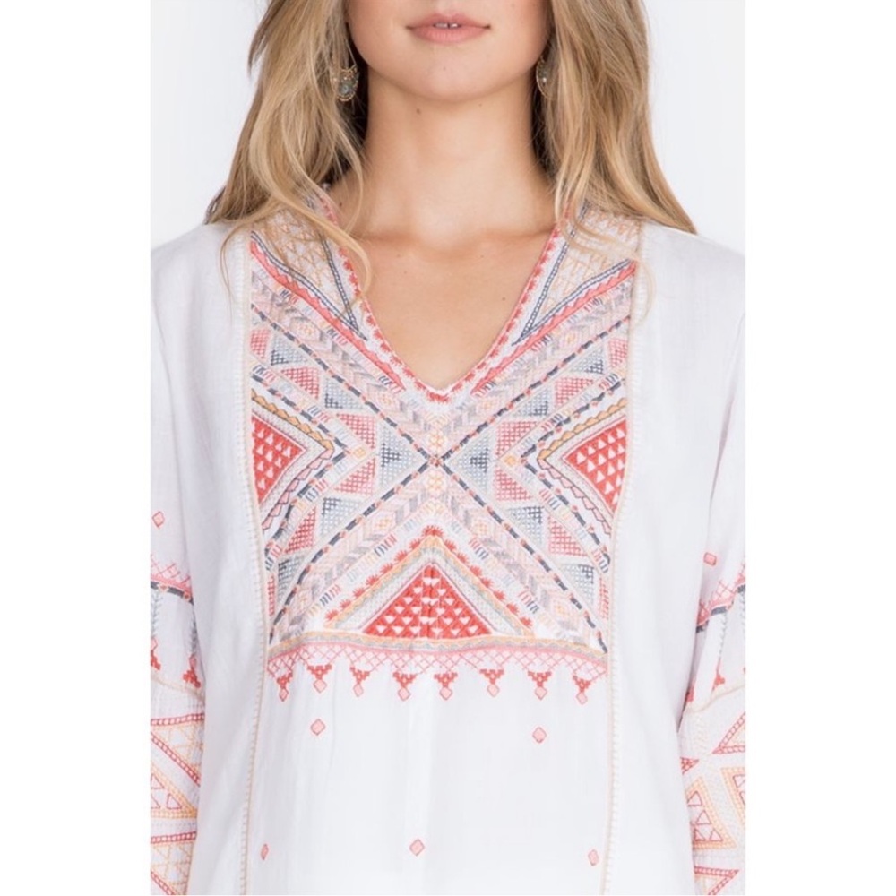 Johnny Was Thora white linen embroidered tunic/ dress